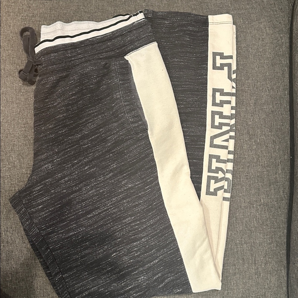 PINK Victoria's Secret Color-block Marled black and Cream Straight Leg Pants